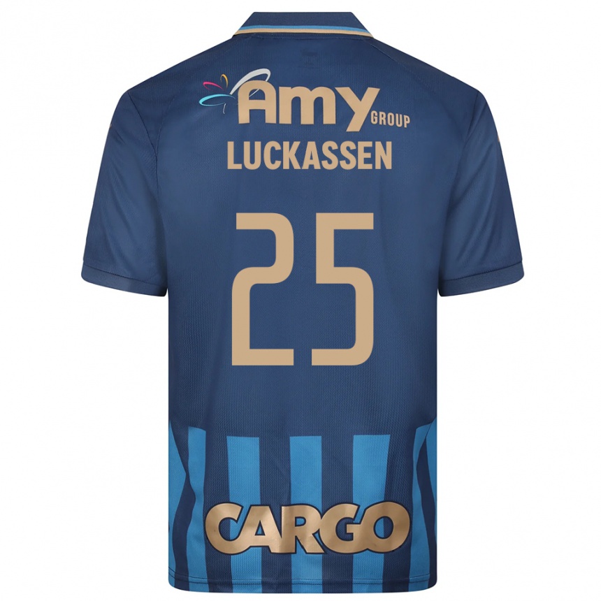 ילדים כדורגל דריק לוקאסן #25 כחול נייבי כחול הרחק ג'רזי 2025/26