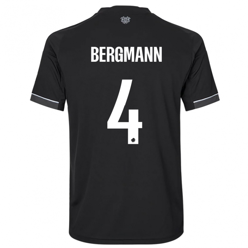 ילדים כדורגל Olivia Bergmann #4 שחור לבן הרחק ג'רזי 2025/26
