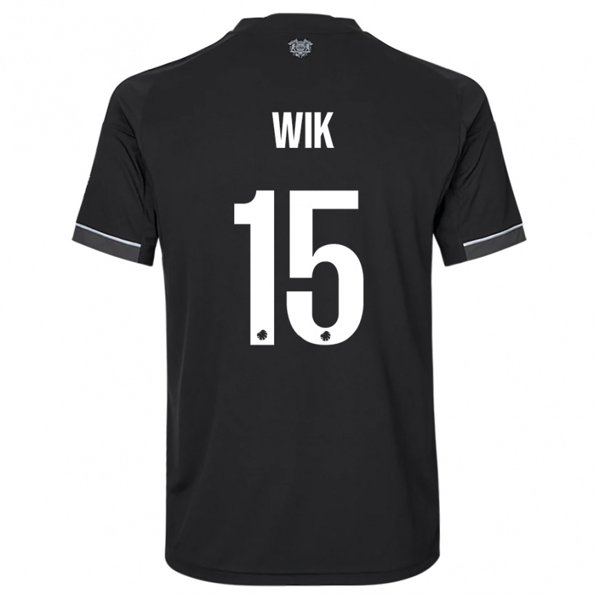 ילדים כדורגל Viktoria Wik #15 שחור לבן הרחק ג'רזי 2025/26