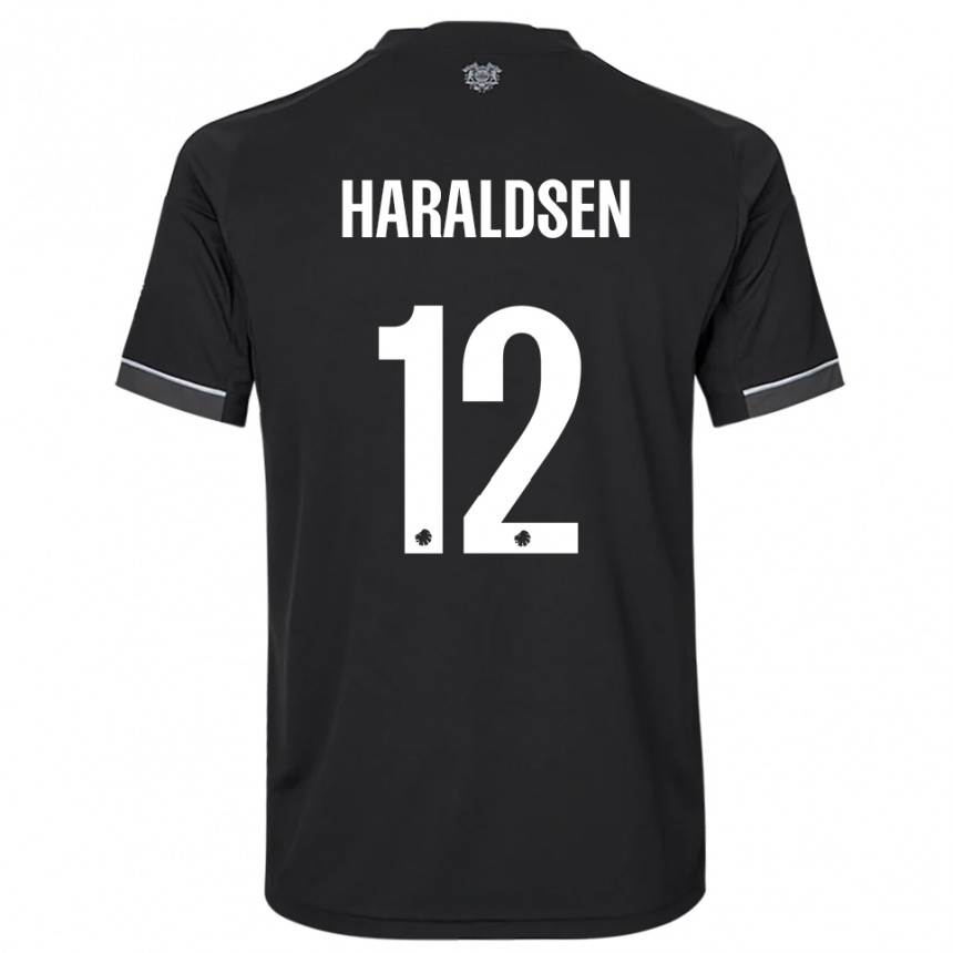 ילדים כדורגל Henrik Haraldsen #12 שחור לבן הרחק ג'רזי 2025/26