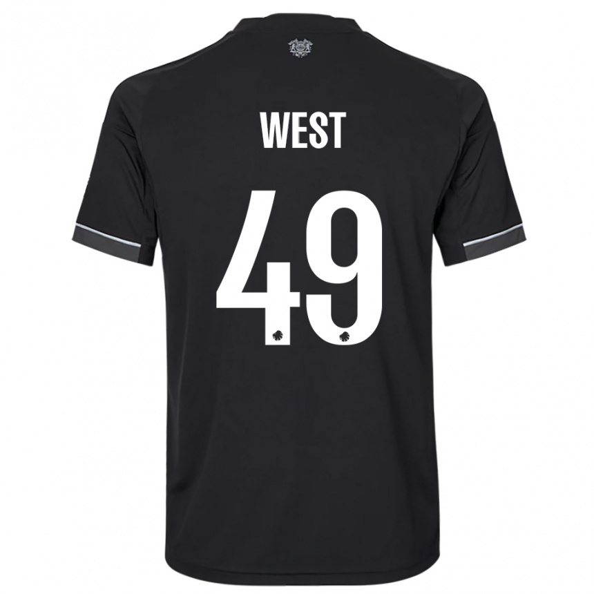 ילדים כדורגל Liam West #49 שחור לבן הרחק ג'רזי 2025/26