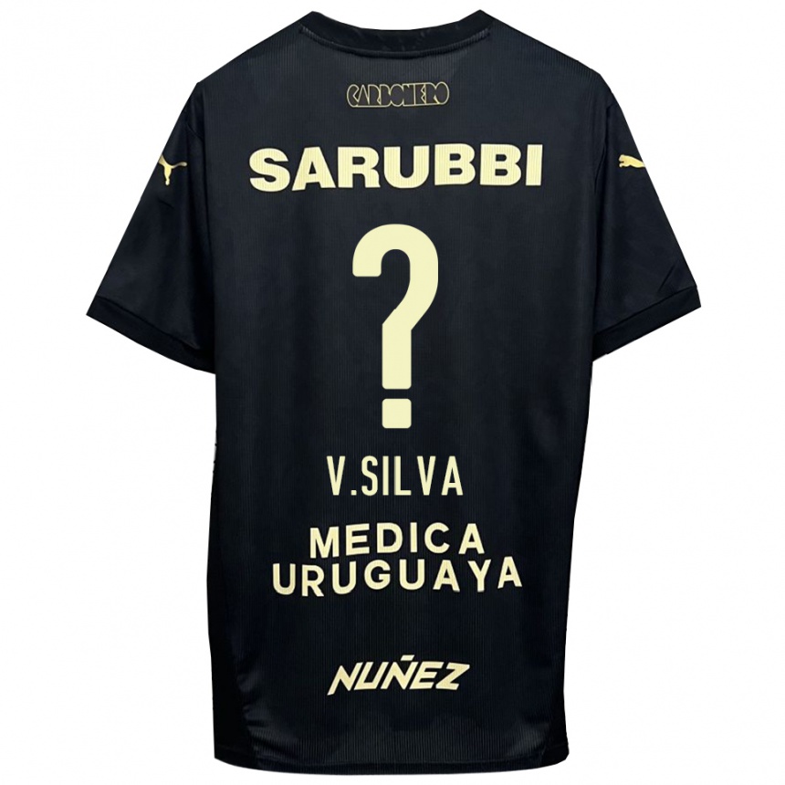 ילדים כדורגל Valentín Silva #0 שחור זהב הרחק ג'רזי 2025/26