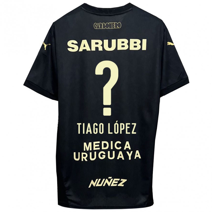 ילדים כדורגל Tiago López #0 שחור זהב הרחק ג'רזי 2025/26