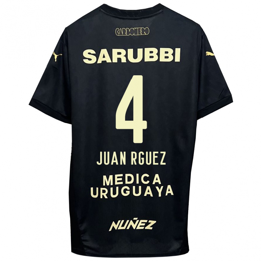 ילדים כדורגל Juan Rodríguez #4 שחור זהב הרחק ג'רזי 2025/26
