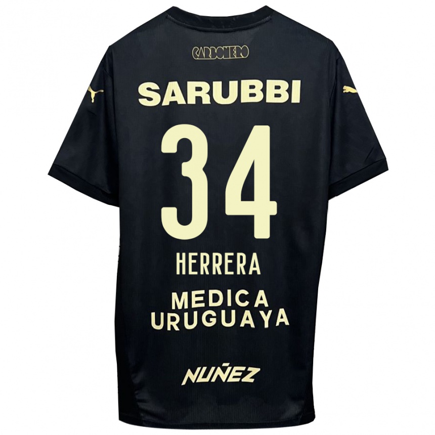 ילדים כדורגל Nahuel Herrera #34 שחור זהב הרחק ג'רזי 2025/26