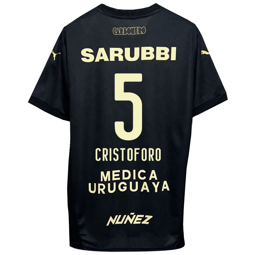 ילדים כדורגל סבסטיאן כריסטופורו #5 שחור זהב הרחק ג'רזי 2025/26