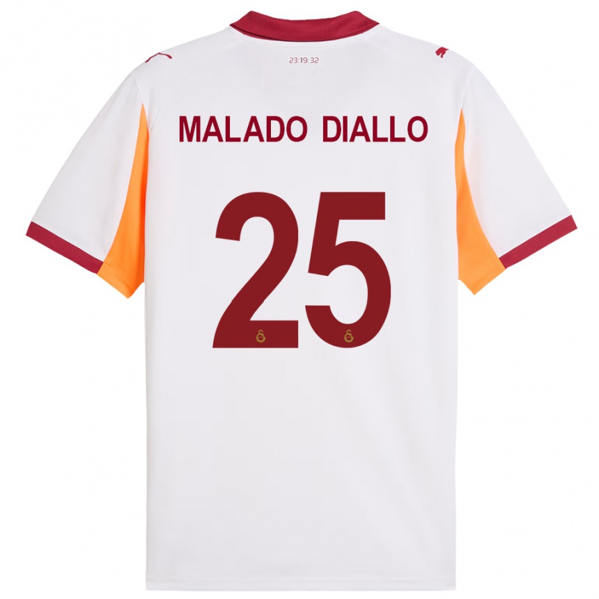 ילדים כדורגל Hapsatou Malado Diallo #25 לבן אדום הרחק ג'רזי 2025/26