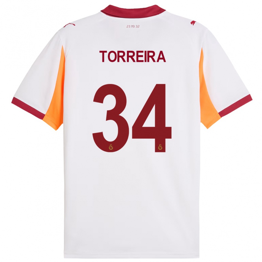 ילדים כדורגל לוקאס טוריירה #34 לבן אדום הרחק ג'רזי 2025/26