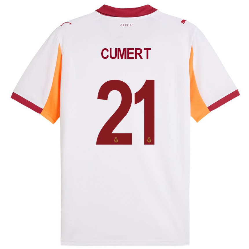 ילדים כדורגל Ecem Cumert #21 לבן אדום הרחק ג'רזי 2025/26