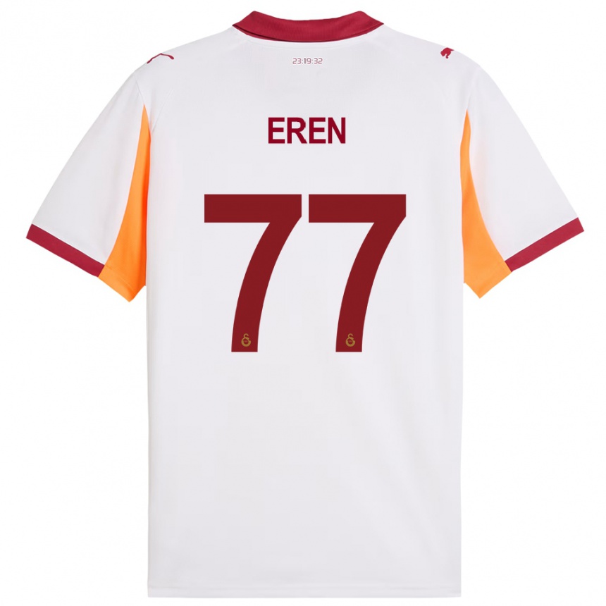 ילדים כדורגל İrem Eren #77 לבן אדום הרחק ג'רזי 2025/26