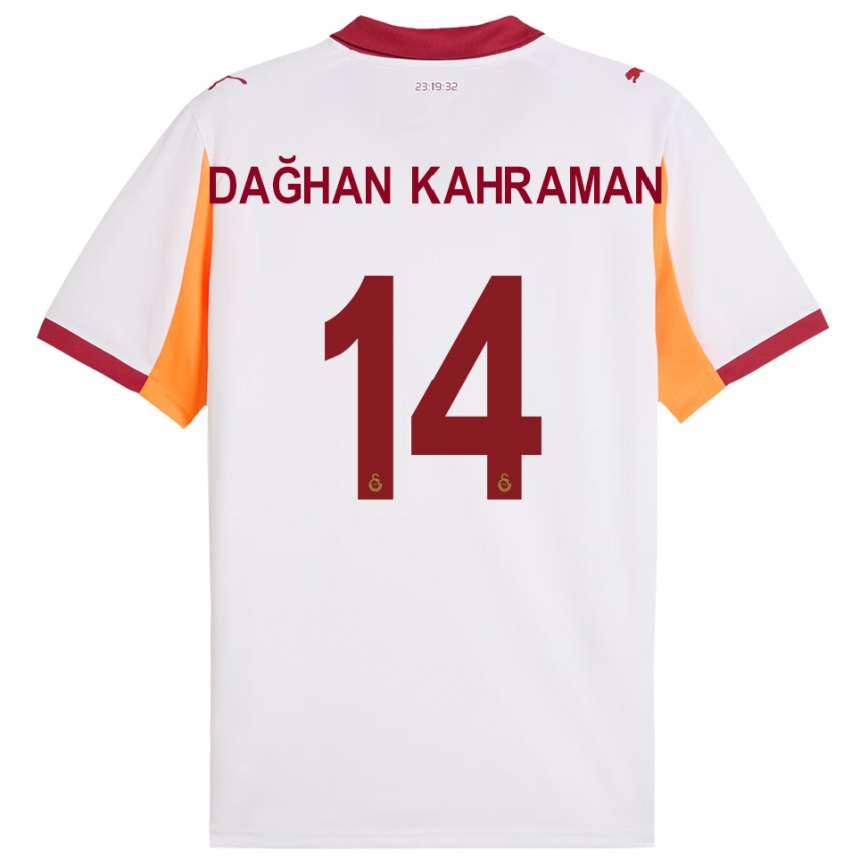 ילדים כדורגל Yusuf Dağhan Kahraman #14 לבן אדום הרחק ג'רזי 2025/26