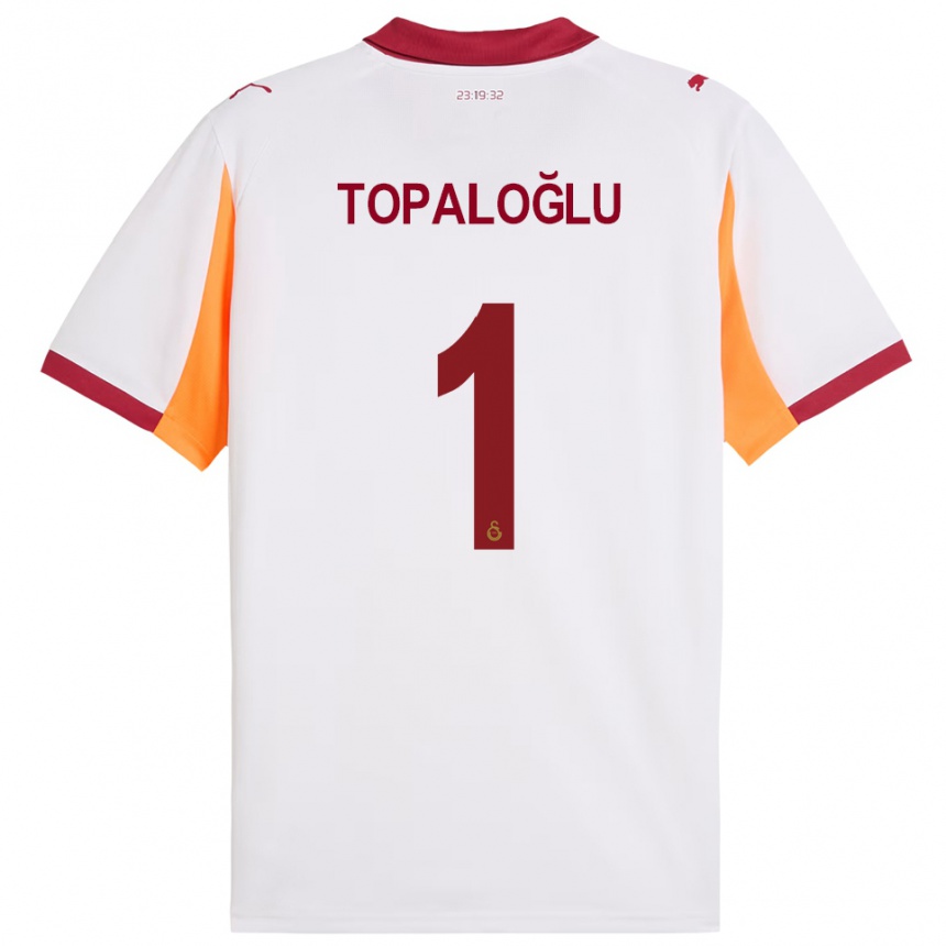 ילדים כדורגל Eren Topaloğlu #1 לבן אדום הרחק ג'רזי 2025/26