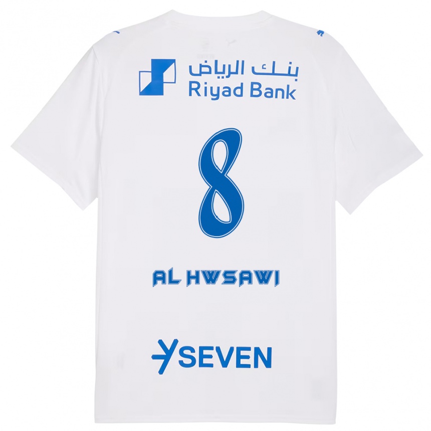ילדים כדורגל Al Bandari Al-Hwsawi #8 לבן כחול הרחק ג'רזי 2025/26