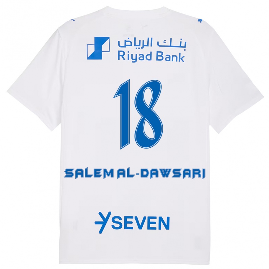 ילדים כדורגל Nawaf Salem Al-Dawsari #18 לבן כחול הרחק ג'רזי 2025/26
