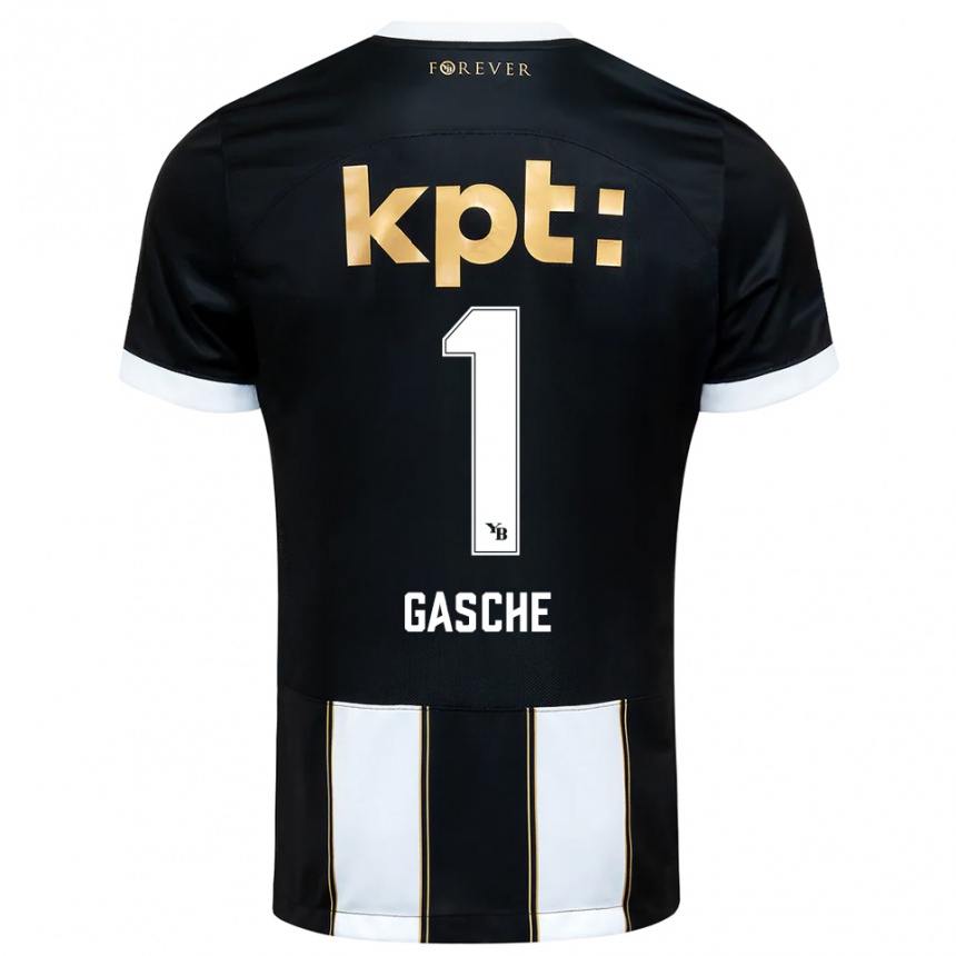 ילדים כדורגל Bastian Gasche #1 שחור לבן הרחק ג'רזי 2025/26