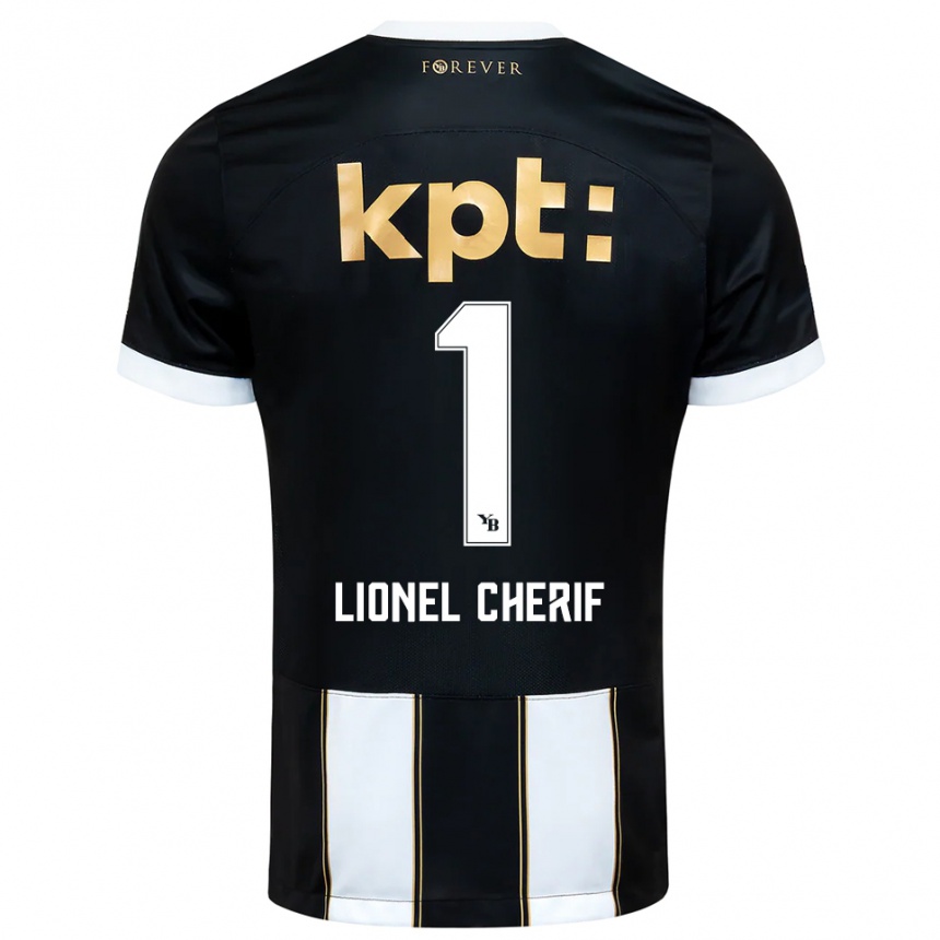 ילדים כדורגל Kader Lionel Cherif #1 שחור לבן הרחק ג'רזי 2025/26