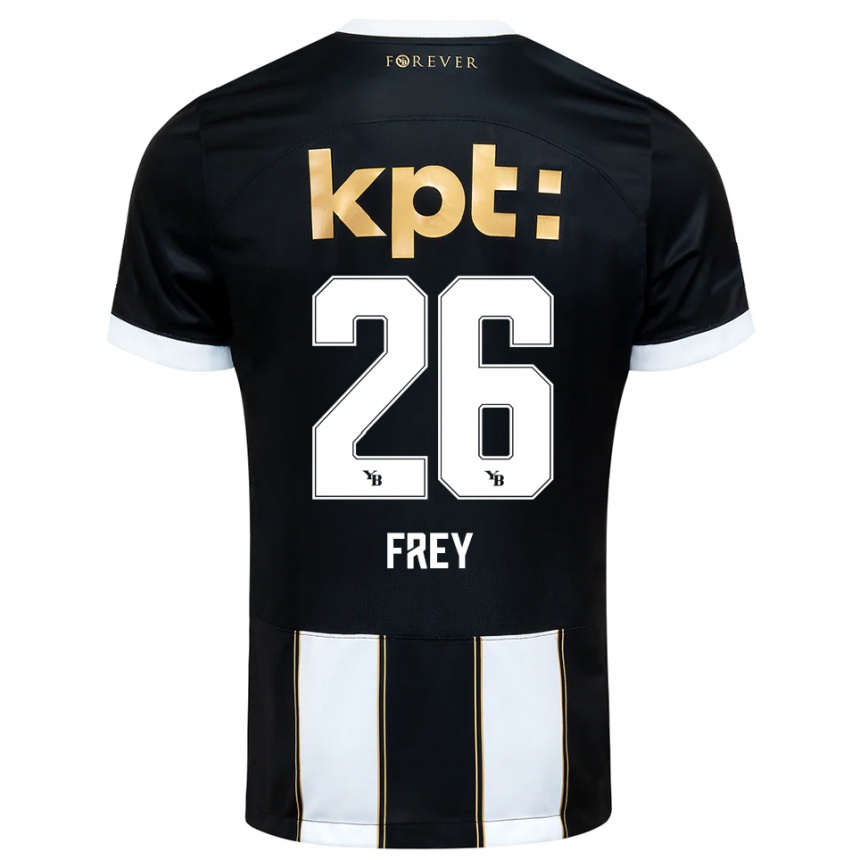 ילדים כדורגל Laura Frey #26 שחור לבן הרחק ג'רזי 2025/26