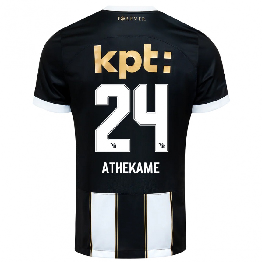 ילדים כדורגל Zachary Athekame #24 שחור לבן הרחק ג'רזי 2025/26