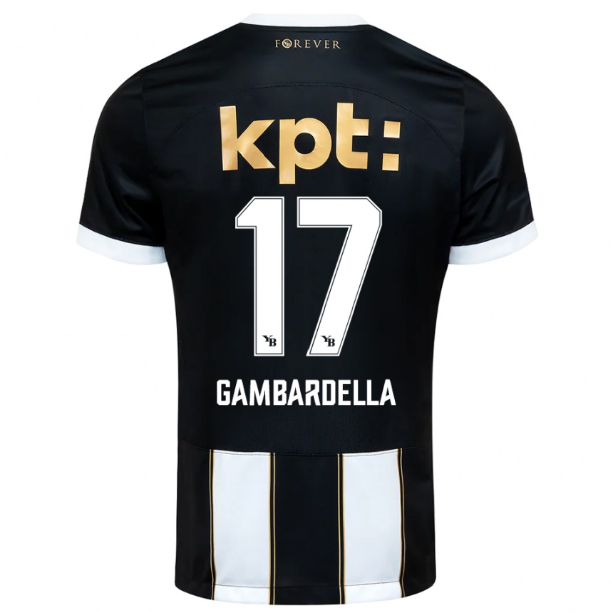 ילדים כדורגל Matteo Gambardella #17 שחור לבן הרחק ג'רזי 2025/26