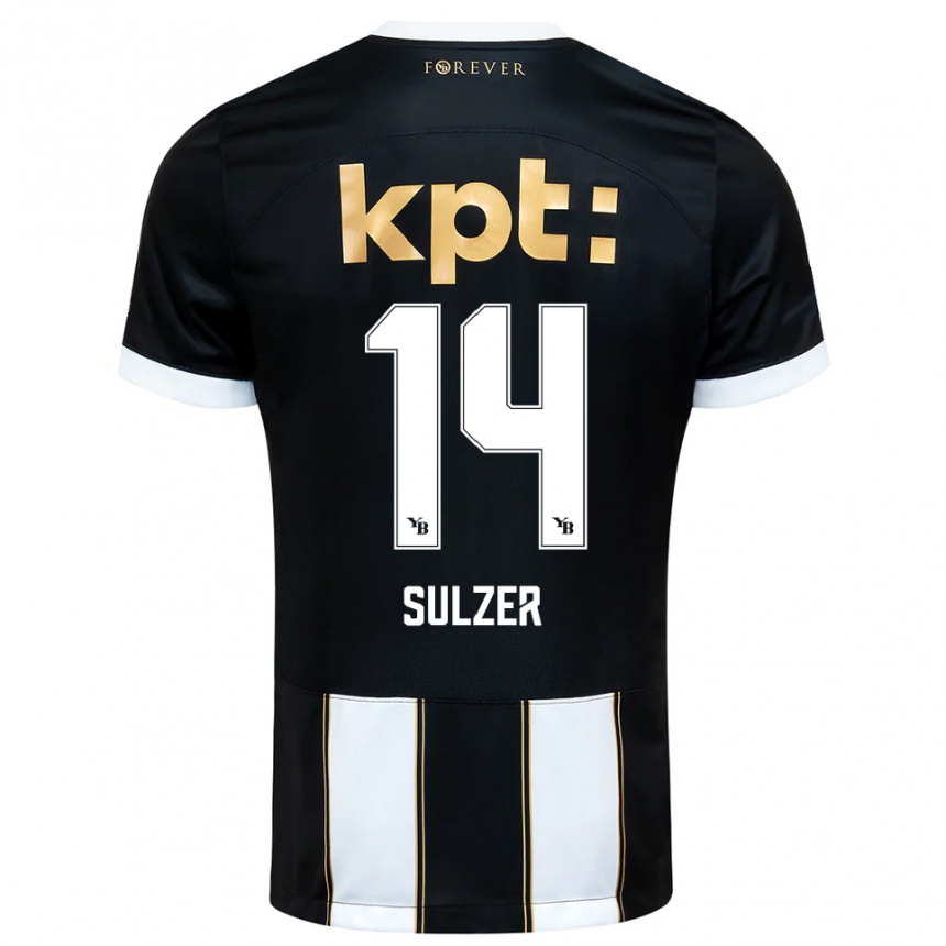 ילדים כדורגל Ilija Sulzer #14 שחור לבן הרחק ג'רזי 2025/26