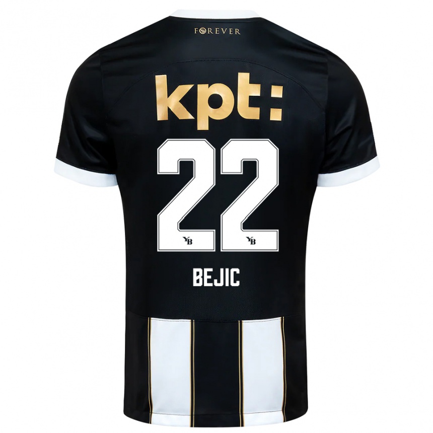 ילדים כדורגל Endrit Bejic #22 שחור לבן הרחק ג'רזי 2025/26 ילדים כדורגל Endrit Bejic #22 שחור לבן הרחק ג'רזי 2025/26