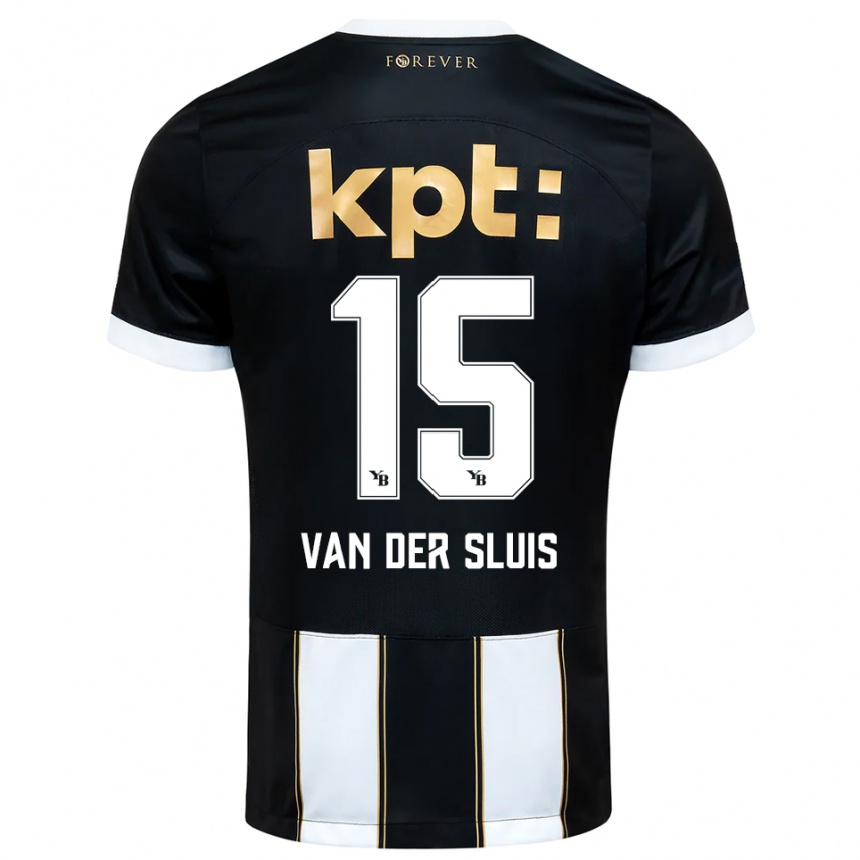 ילדים כדורגל Gennaro Van Der Sluis #15 שחור לבן הרחק ג'רזי 2025/26