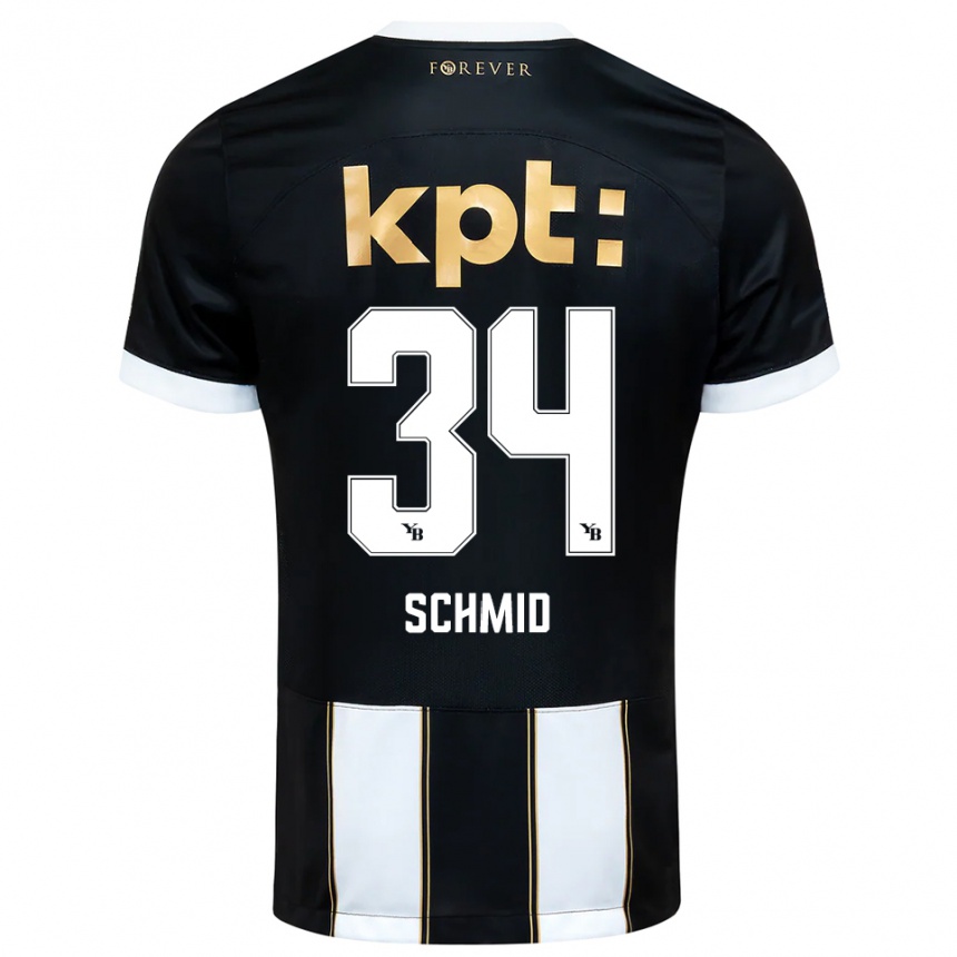 ילדים כדורגל Céline Schmid #34 שחור לבן הרחק ג'רזי 2025/26