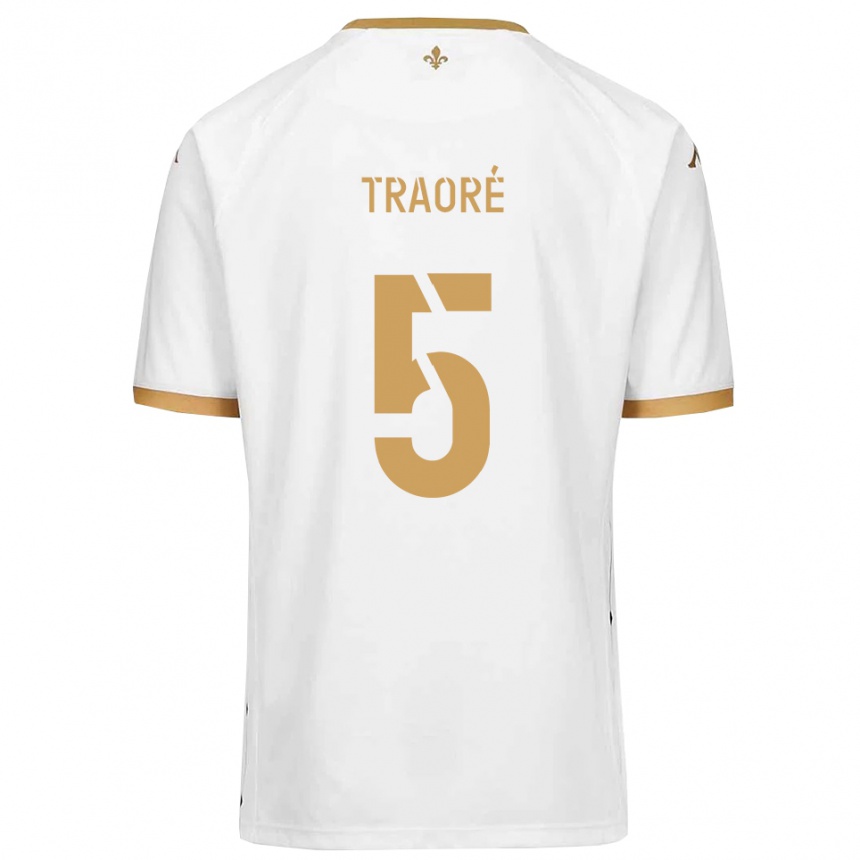 ילדים כדורגל Franck Traoré #5 לבן זהב הרחק ג'רזי 2025/26