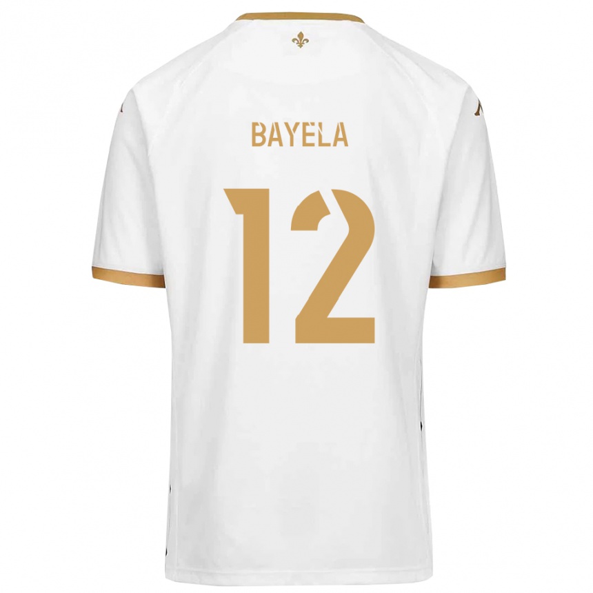 ילדים כדורגל Kaneyi Bayela #12 לבן זהב הרחק ג'רזי 2025/26