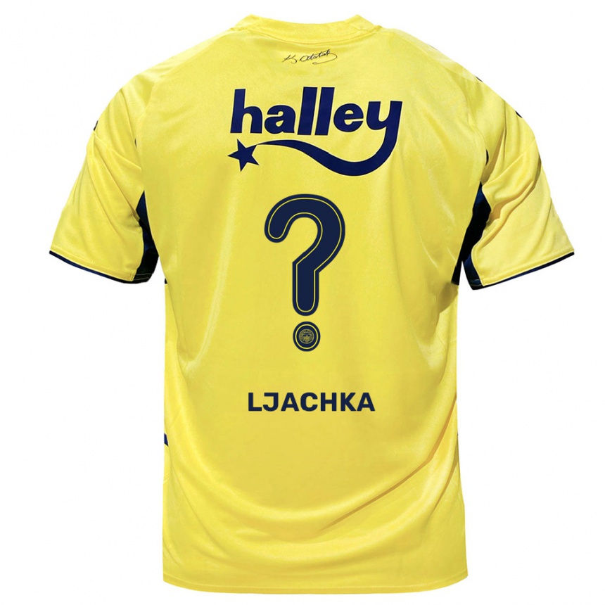 ילדים כדורגל Blendi Ljachka #0 צהוב כחול נייבי הרחק ג'רזי 2025/26