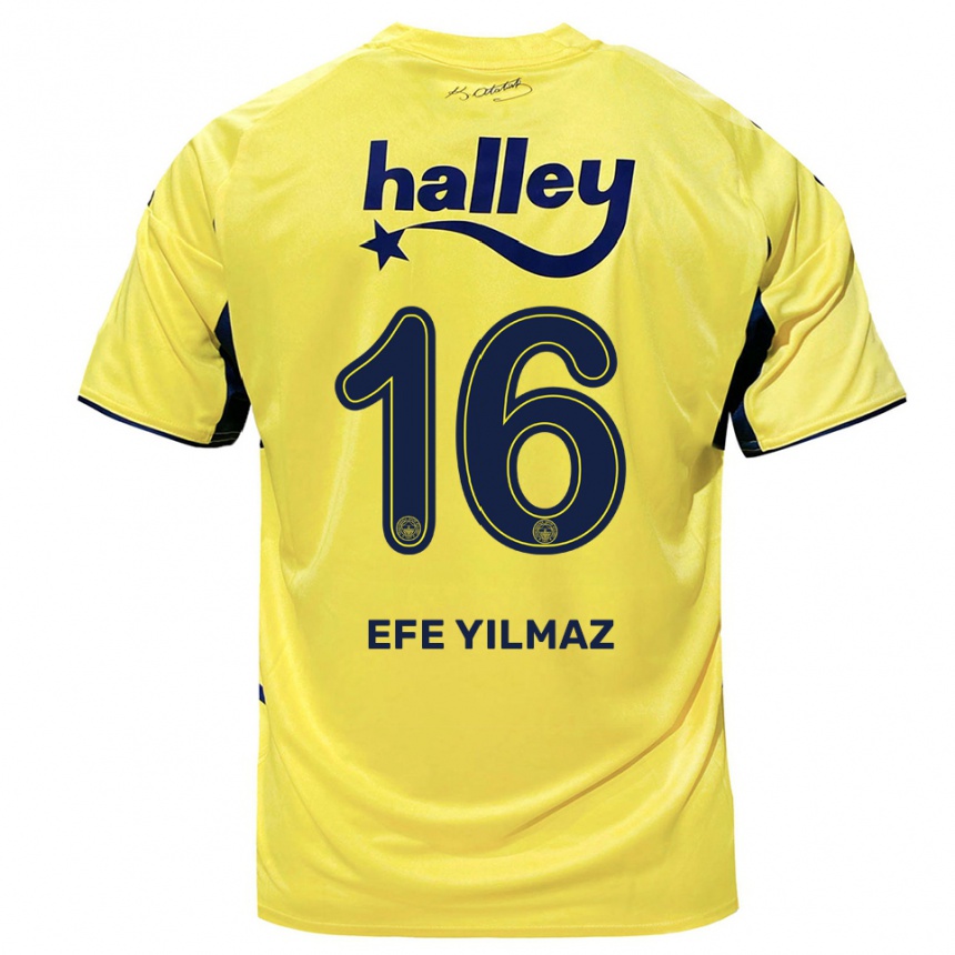 ילדים כדורגל Efe Yılmaz #16 צהוב כחול נייבי הרחק ג'רזי 2025/26
