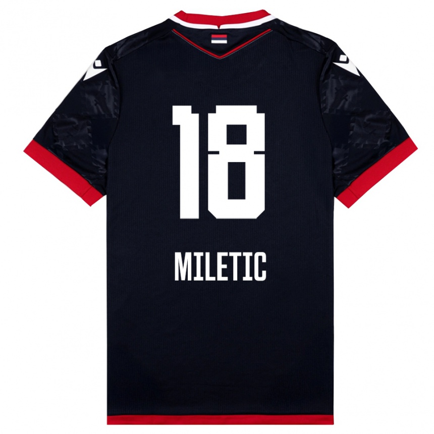 ילדים כדורגל Ignjat Miletic #18 שחור אדום הרחק ג'רזי 2025/26