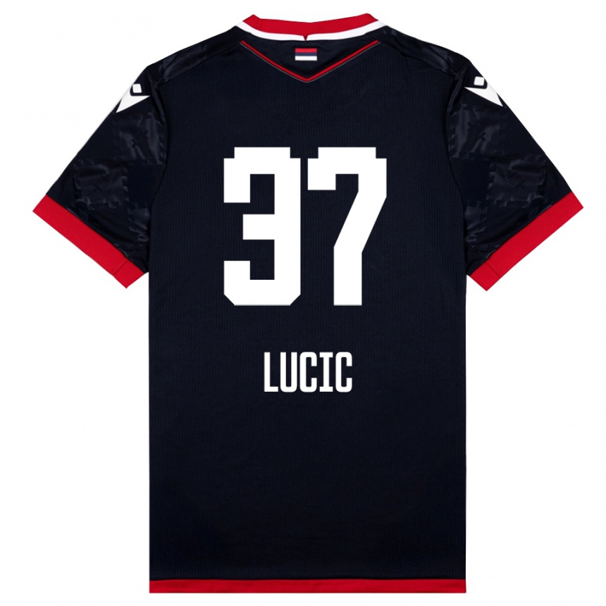 ילדים כדורגל ולדימיר לוצ'יץ' #37 שחור אדום הרחק ג'רזי 2025/26