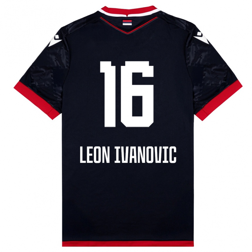 ילדים כדורגל Leon Ivanovic #16 שחור אדום הרחק ג'רזי 2025/26