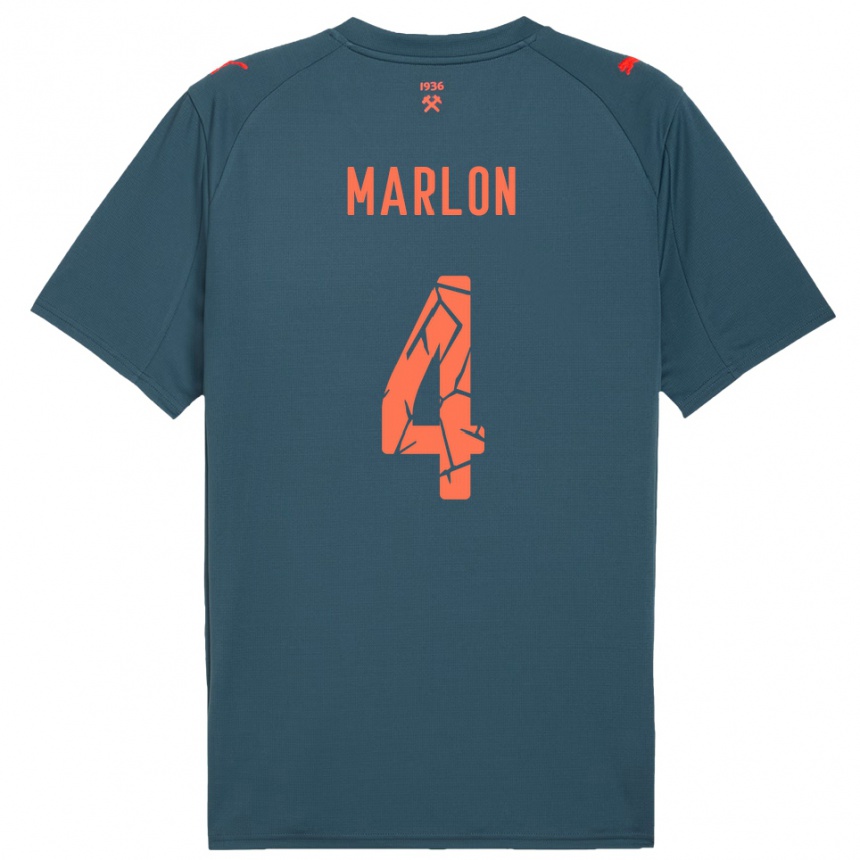 ילדים כדורגל Marlon #4 כחול נייבי אדום הרחק ג'רזי 2025/26