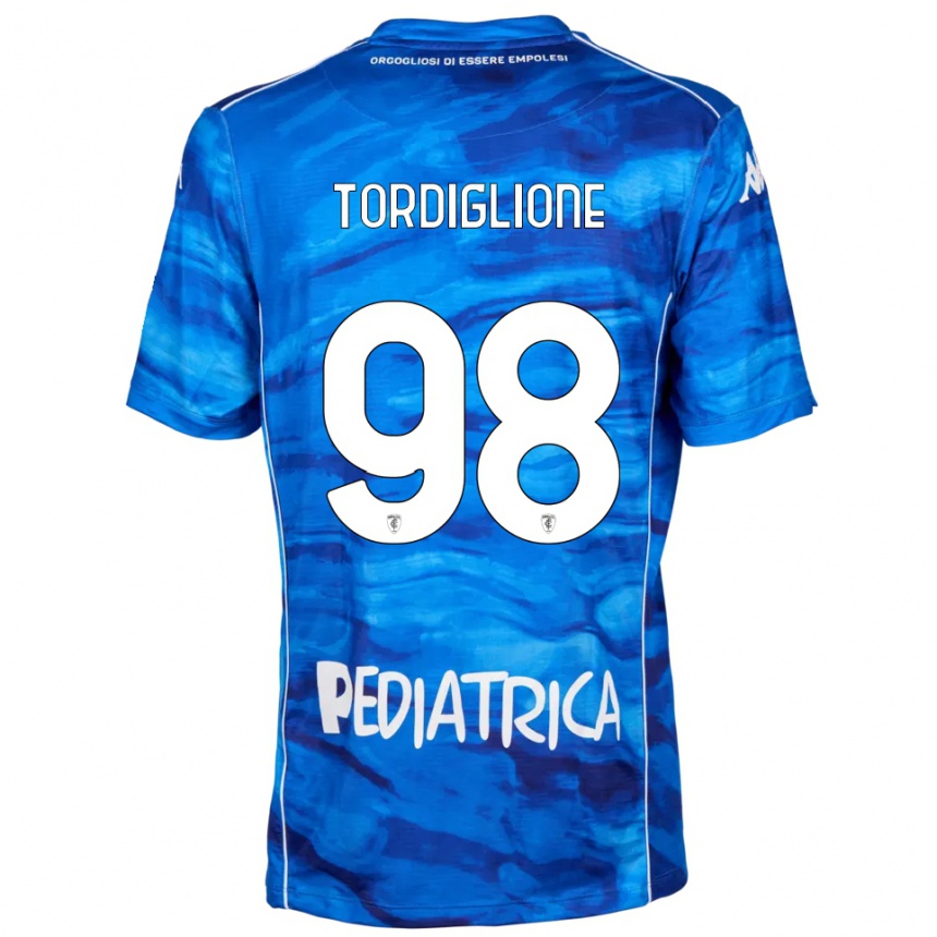 גברים כדורגל Nicolò Tordiglione #98 כחול לבן ג'רזי ביתית 2025/26