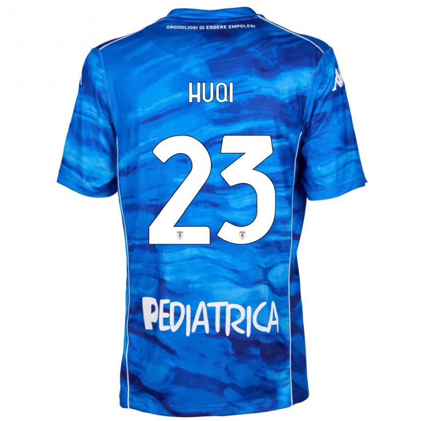 גברים כדורגל Mattia Huqi #23 כחול לבן ג'רזי ביתית 2025/26