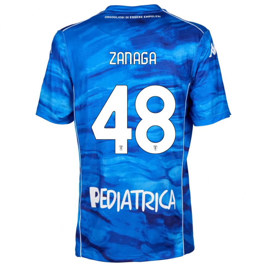 גברים כדורגל Edoardo Zanaga #48 כחול לבן ג'רזי ביתית 2025/26