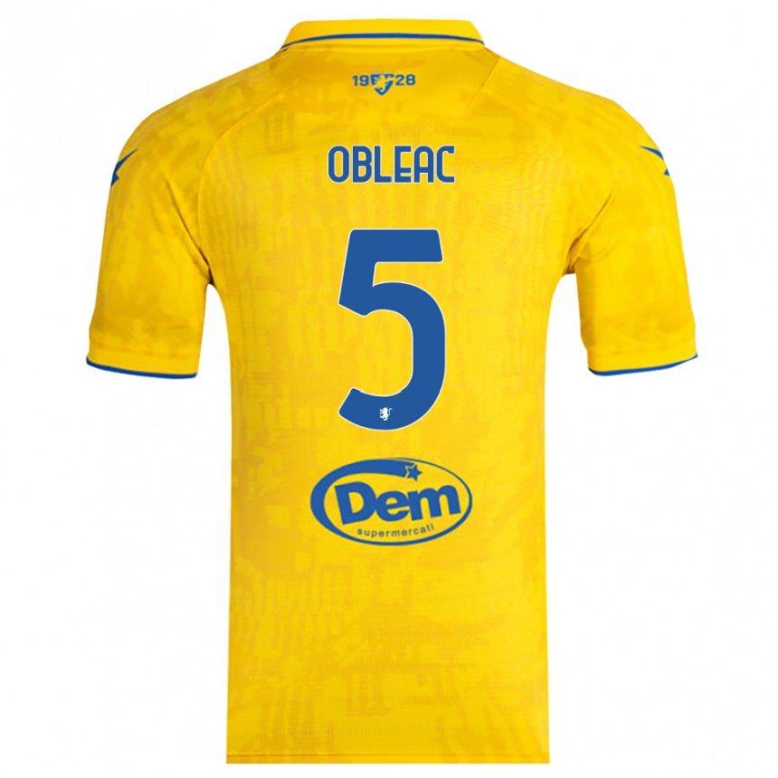 גברים כדורגל Matteo Obleac #5 צהוב כחול ג'רזי ביתית 2025/26 גברים כדורגל Matteo Obleac #5 צהוב כחול ג'רזי ביתית 2025/26
