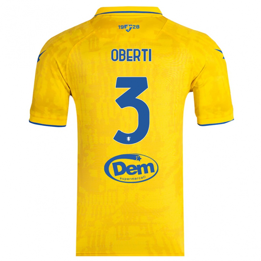 גברים כדורגל Matteo Oberti #3 צהוב כחול ג'רזי ביתית 2025/26