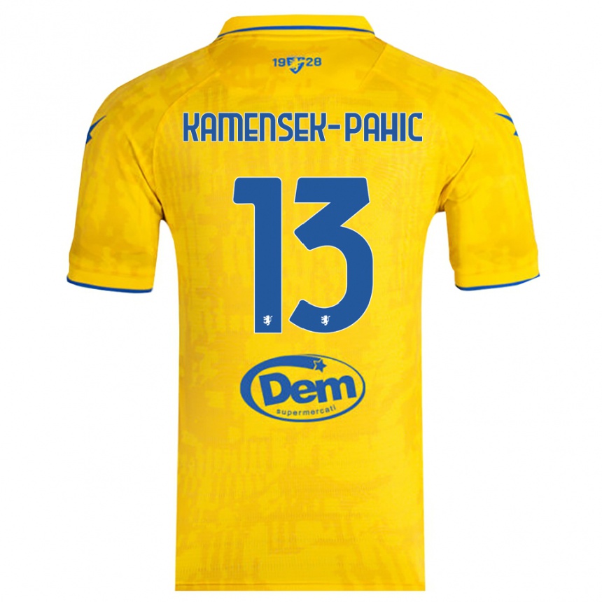 גברים כדורגל Matjaz Kamensek-Pahic #13 צהוב כחול ג'רזי ביתית 2025/26