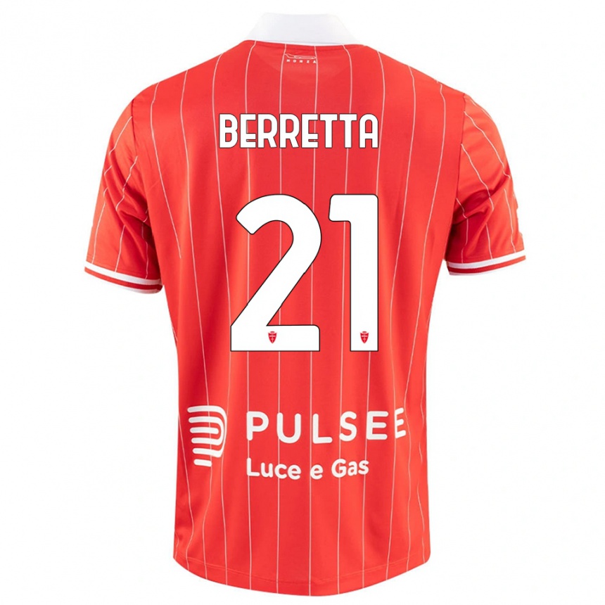 גברים כדורגל Alessandro Berretta #21 אדום לבן ג'רזי ביתית 2025/26