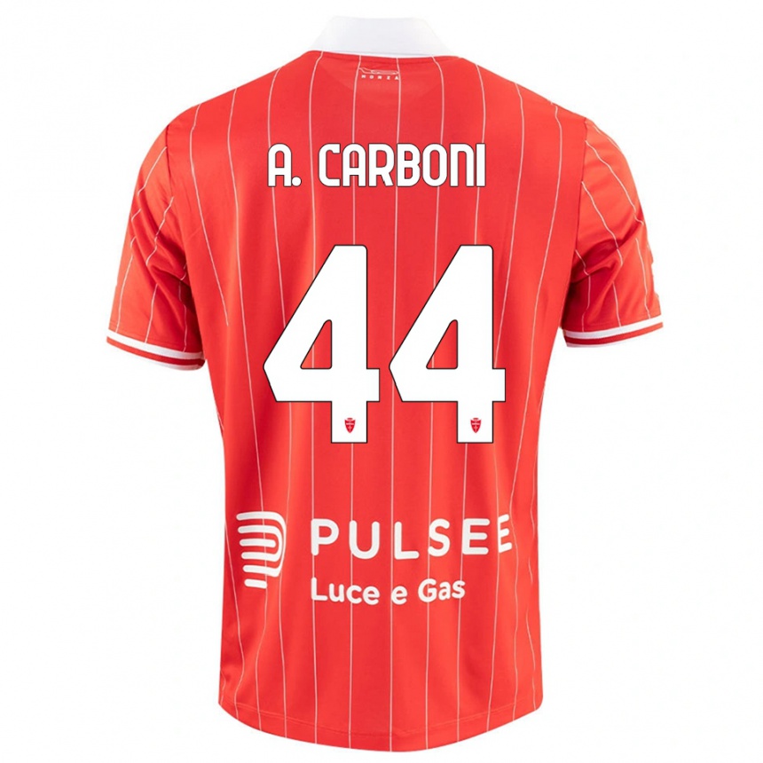 גברים כדורגל אנדראה קרבוני #44 אדום לבן ג'רזי ביתית 2025/26