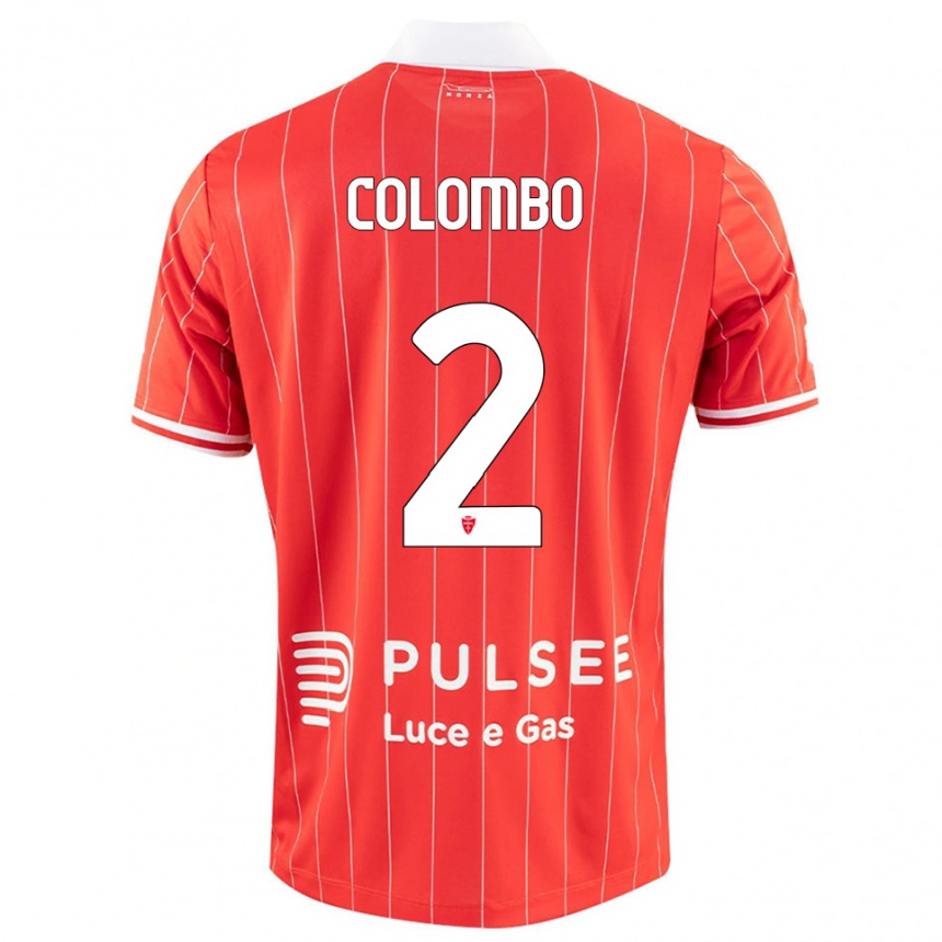 גברים כדורגל Davide Colombo #2 אדום לבן ג'רזי ביתית 2025/26 גברים כדורגל Davide Colombo #2 אדום לבן ג'רזי ביתית 2025/26