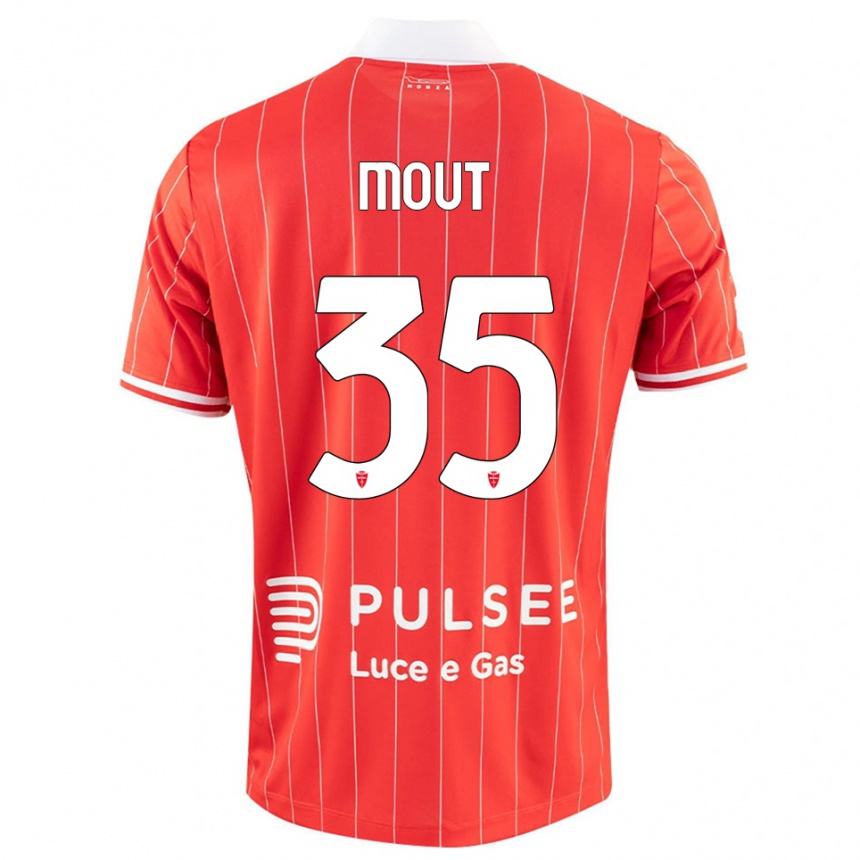 גברים כדורגל Mathis Mout #35 אדום לבן ג'רזי ביתית 2025/26