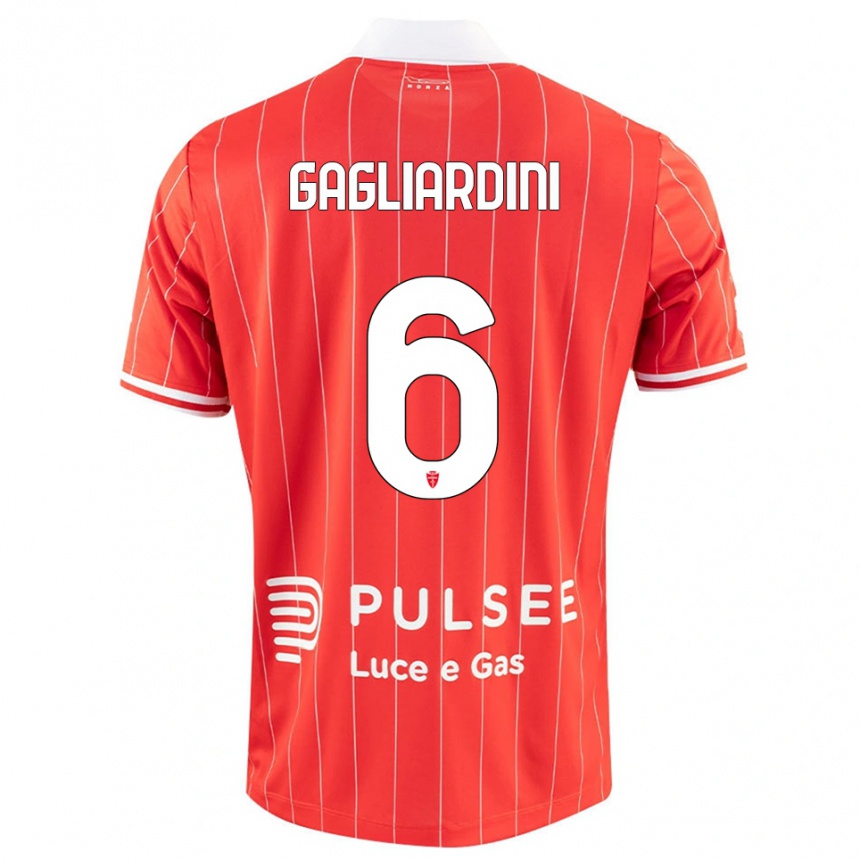 גברים כדורגל רוברטו גאגליארדיני #6 אדום לבן ג'רזי ביתית 2025/26