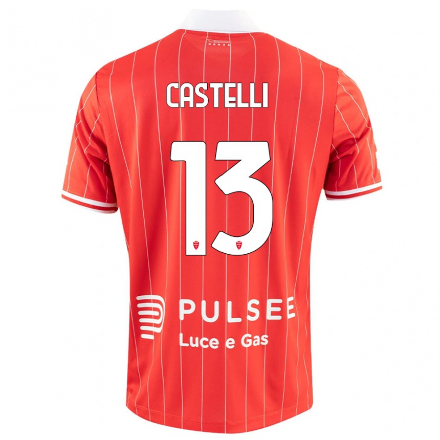 גברים כדורגל דוידה קסטלי #13 אדום לבן ג'רזי ביתית 2025/26