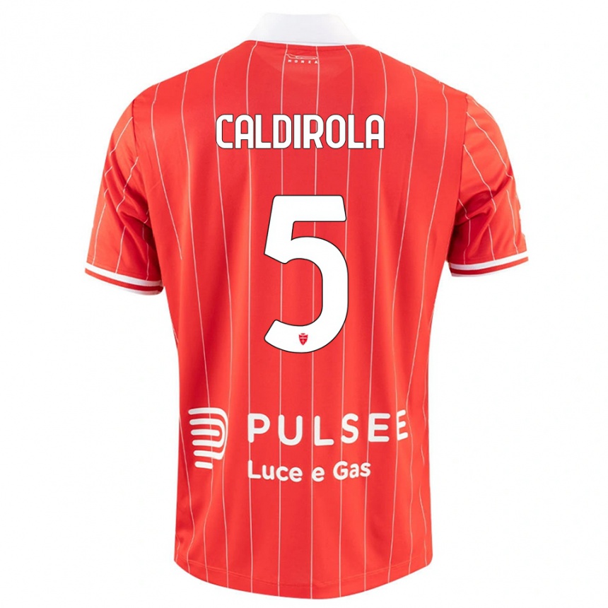 גברים כדורגל לוקה קלדירולה #5 אדום לבן ג'רזי ביתית 2025/26