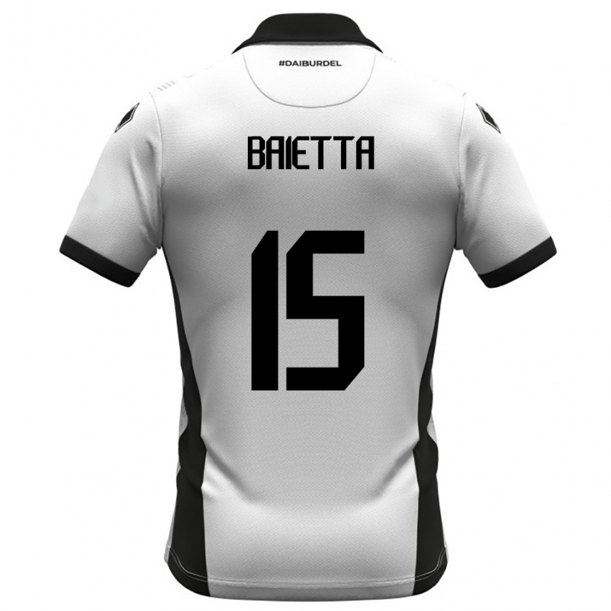 גברים כדורגל Pietro Baietta #15 לבן שחור כתום ג'רזי ביתית 2025/26