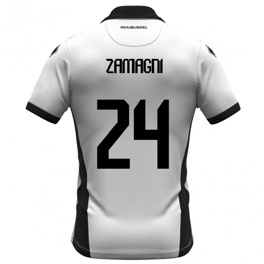גברים כדורגל דווידה זמאני #24 לבן שחור כתום ג'רזי ביתית 2025/26